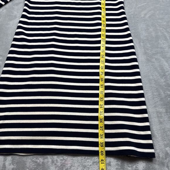 Talbots Women’s Large Navy White Stripe Red Trim Knit Shift Dress Cotton - Picture 4 of 7
